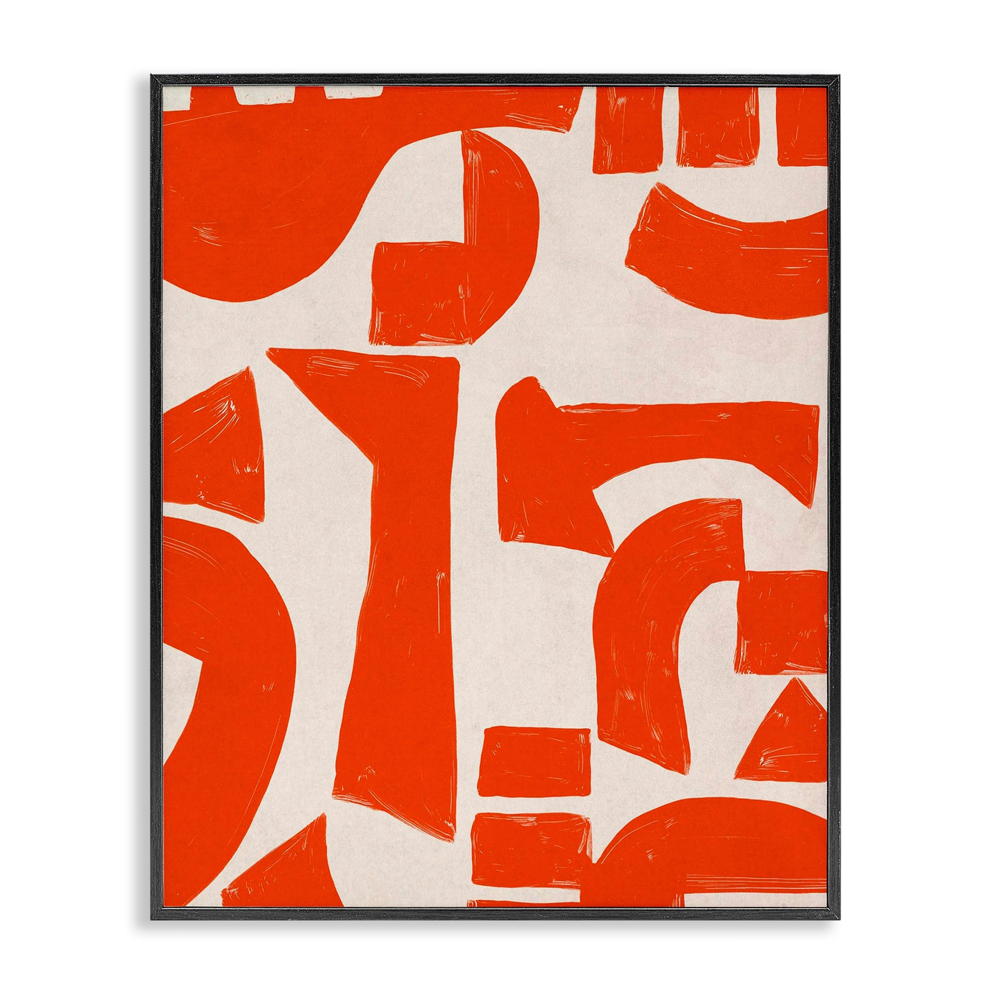 Stupell Red Asymmetrical Shapes Framed Giclee Art Design By June Erica Vess