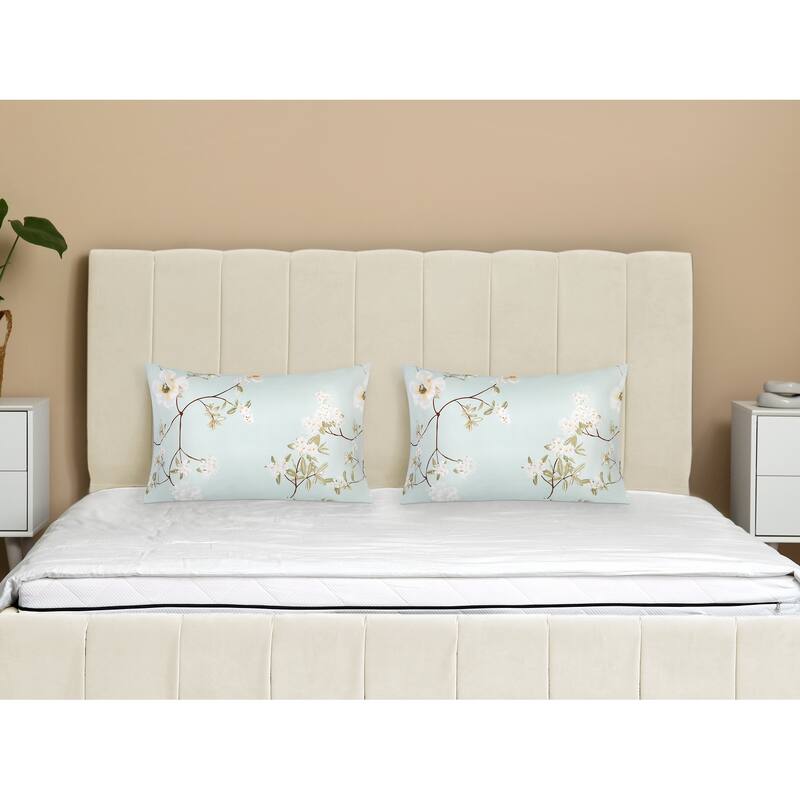 2Pcs Pillowcase w Envelope Closure Floral Pillow Cases for Hair & Skin