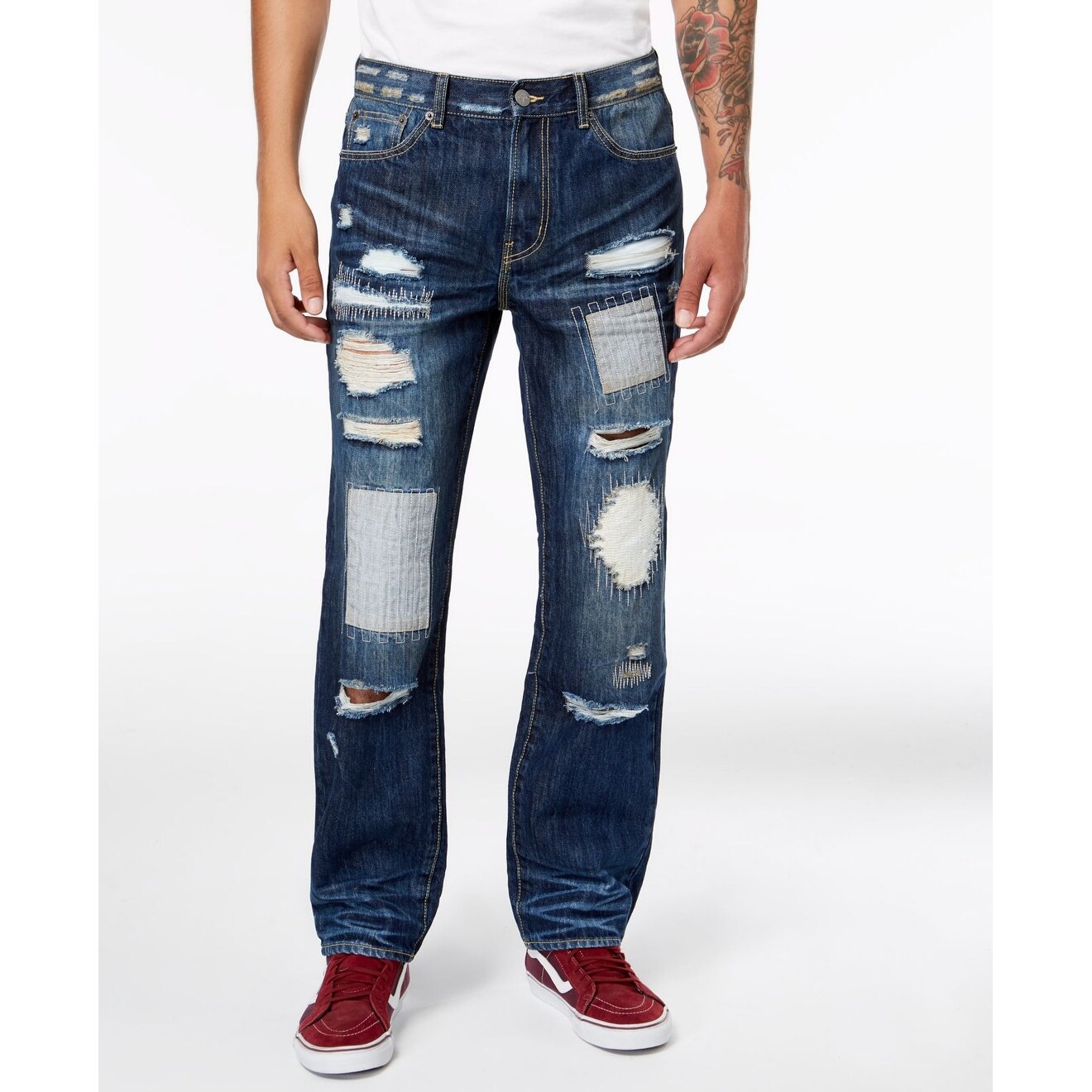 slim straight distressed jeans