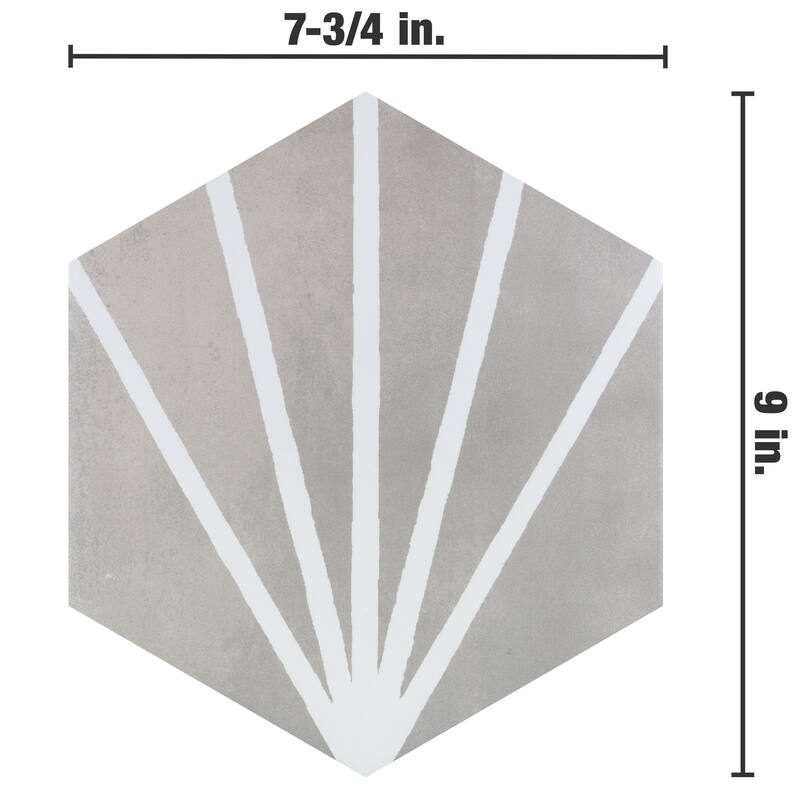 Merola Tile Horizon Dusk Hex Gris 7-3/4" x 9" Porcelain Floor and Wall Tile