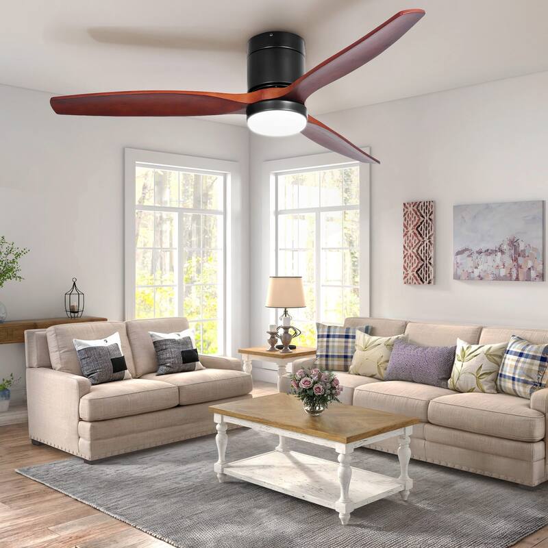 Moasis 52 Inch LED Ceiling Fan with Light and Remote - 3 Wood Fan Blade