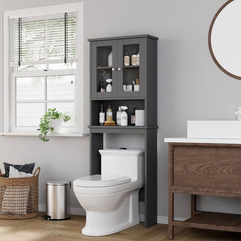 Futzca Over The Toilet Storage Cabinet - Glass/Grey