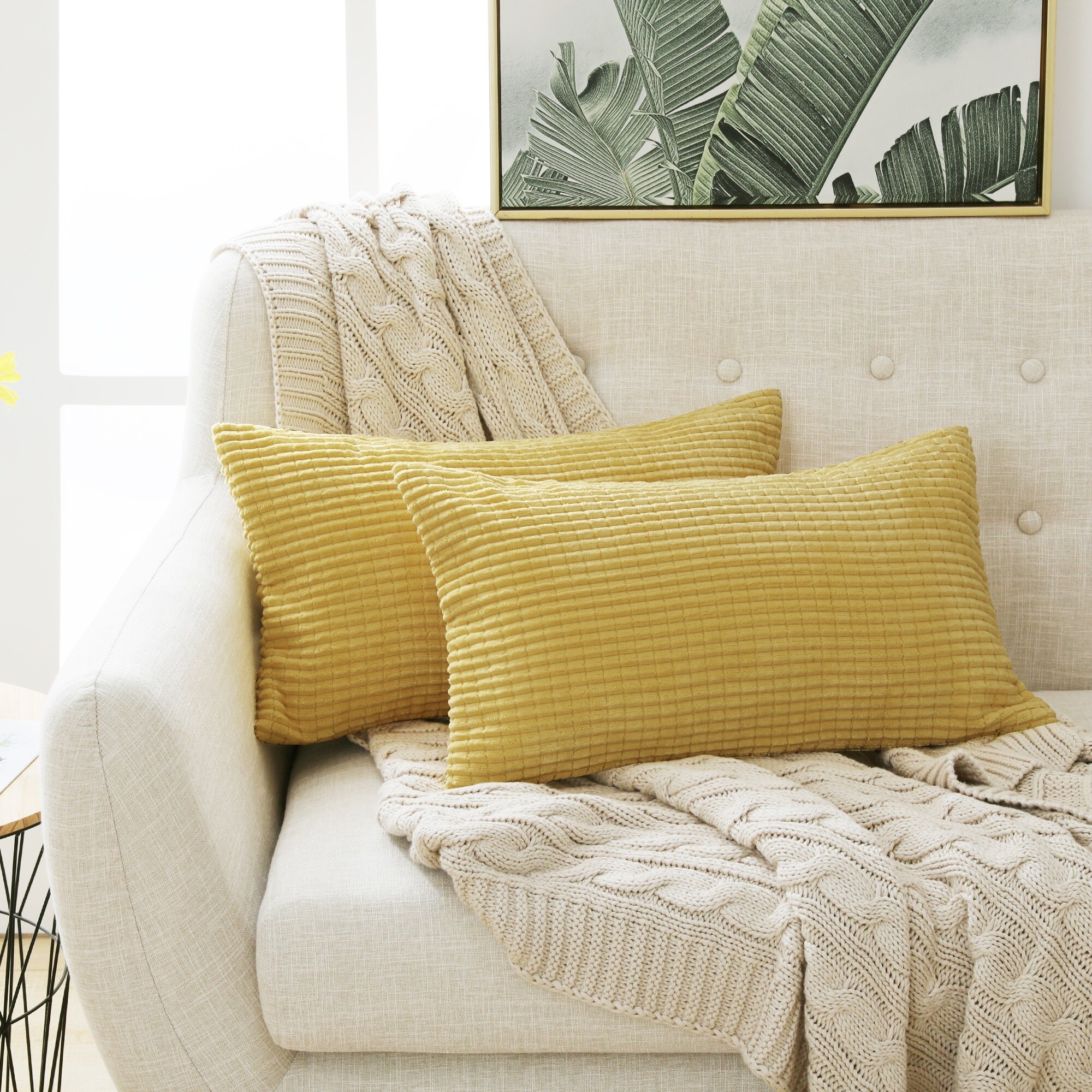 Deconovo Corduroy Throw Pillow Covers 2 PCS Cover Only On Sale