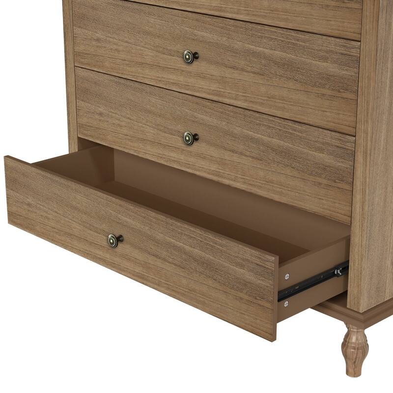 Antique Style 4-Drawer Wood Dresser