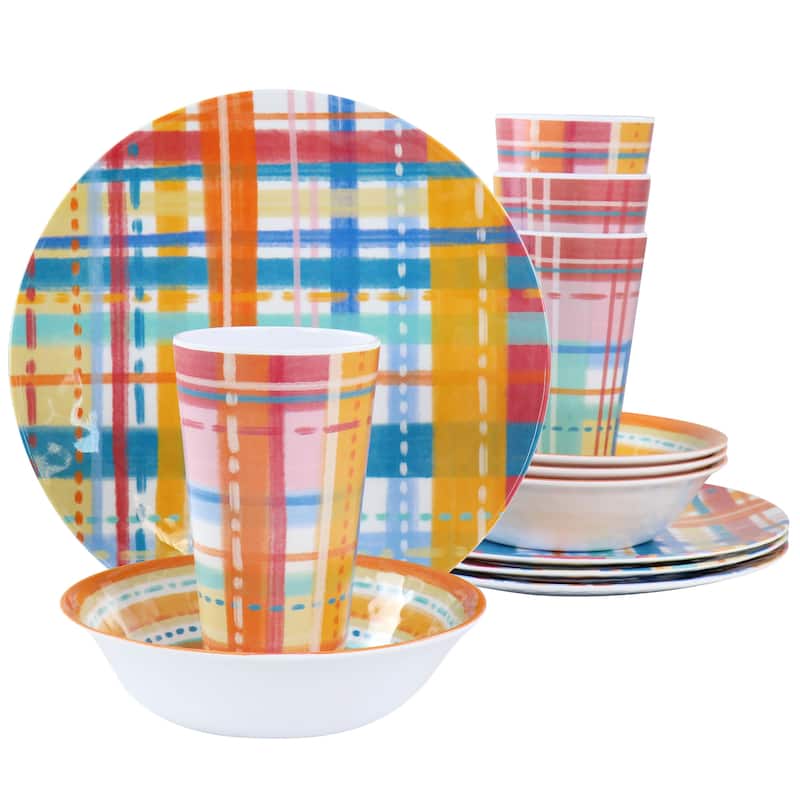 Laurie Gates California Designs Casablanca 12 Piece Melamine Dinnerware Set in Multi - 12 Pieces