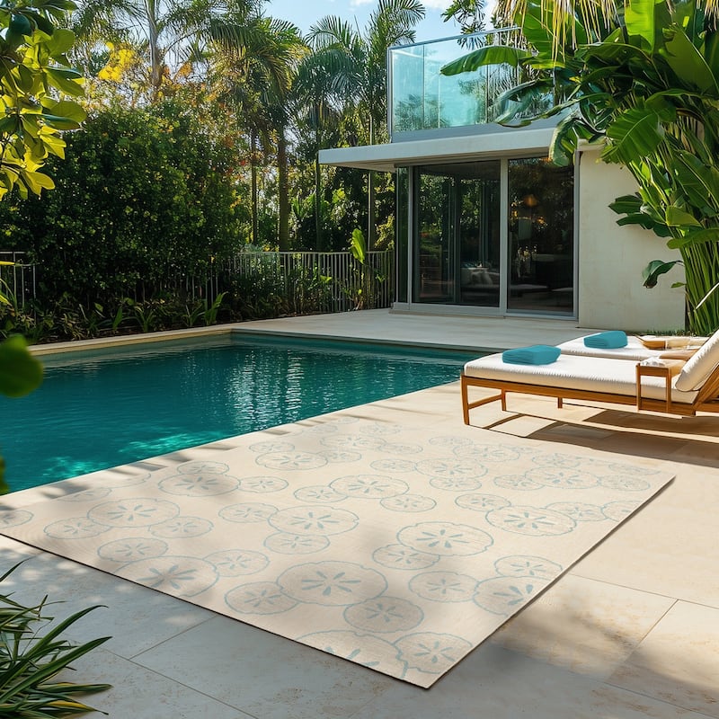 Disney Licensed Mickey Mouse Indoor Outdoor Flatweave Area Rug Tropical Surfing Polypropylene Coastal Accent Rug