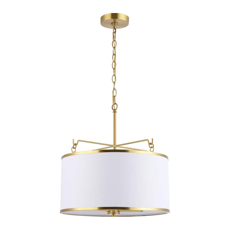 SAFAVIEH Lighting Magdalini 3 Light 18" Pendant - 18" x 18" x 23-82" - withD/H - Brass/White - 18Wx18Dx82H