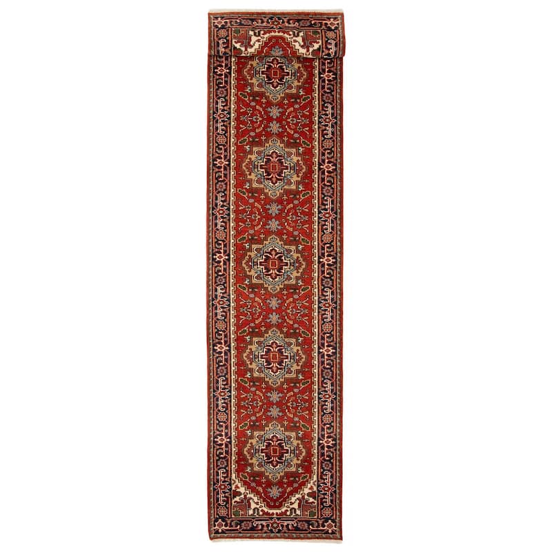 ECARPETGALLERY Hand-knotted Serapi Heritage Red Wool Rug - 2'6 x 19'11 - Red - 2'6 x 19'11