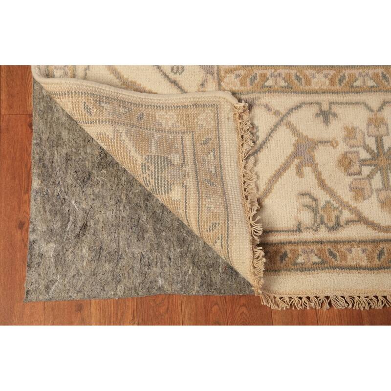 Earth Tone Oushak Indian Large Rug Hand-Knotted Wool Carpet - 7'11"x 15'8"