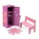 preview thumbnail 6 of 6, Badger Basket School Style Single Doll Locker Set with Bench, Rug and Accessories - Purple/Pink