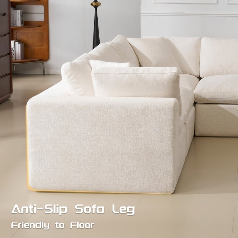 138.98" Modular Chenille U-shaped Sectional Sofa with Ottoman