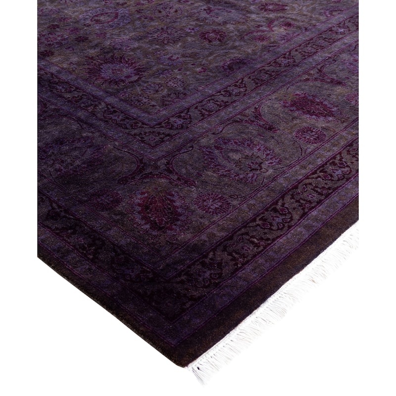 Overdyed One-of-a-Kind Hand-Knotted Square Area Rug - Purple - 6' 0" x 6' 1"