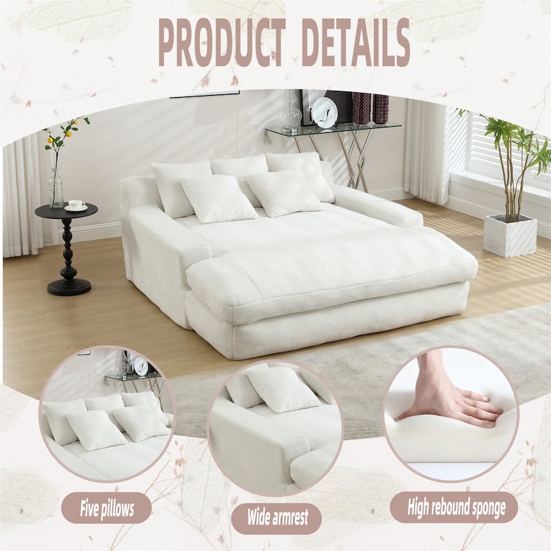 Chenille 2-Seater Lazy Sofa