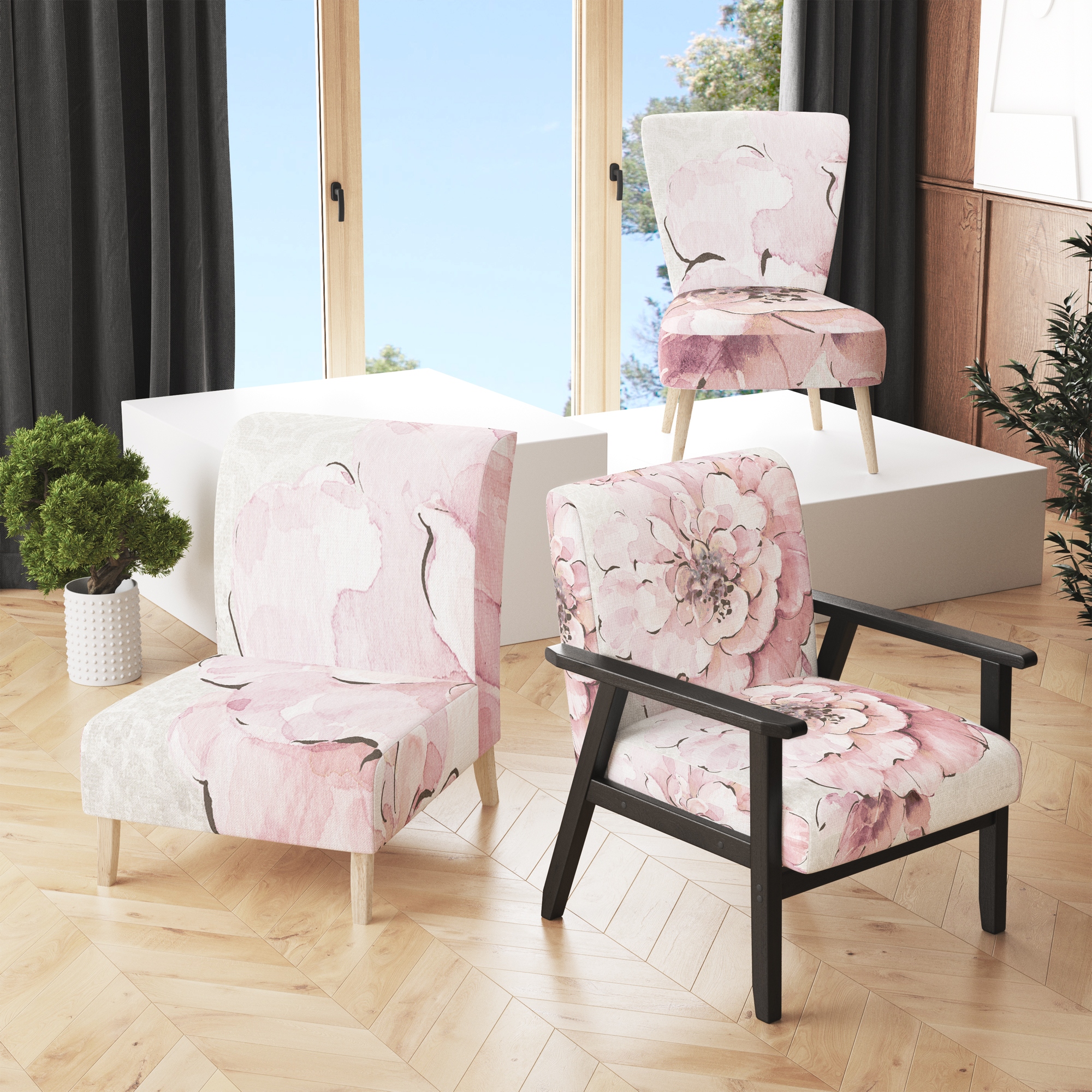 White Floral Polyester Accent Chairs Bed Bath Beyond