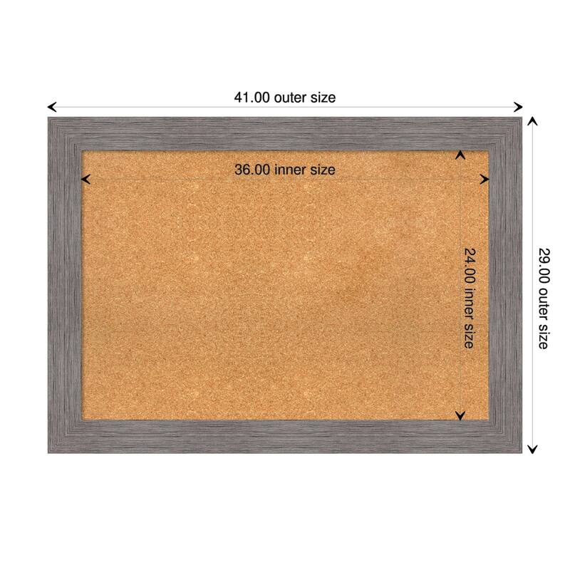 Pinstripe Plank Grey Framed Natural Corkboard Bulletin Board - Board Size 36x24