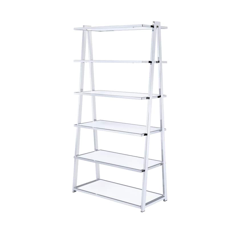White High Gloss and Chrome Finish Bookshelf