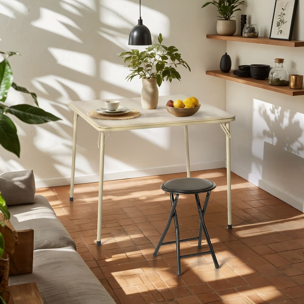 Homy Casa Modern Paded Square Dining Table with Easy-Clean PVC Top