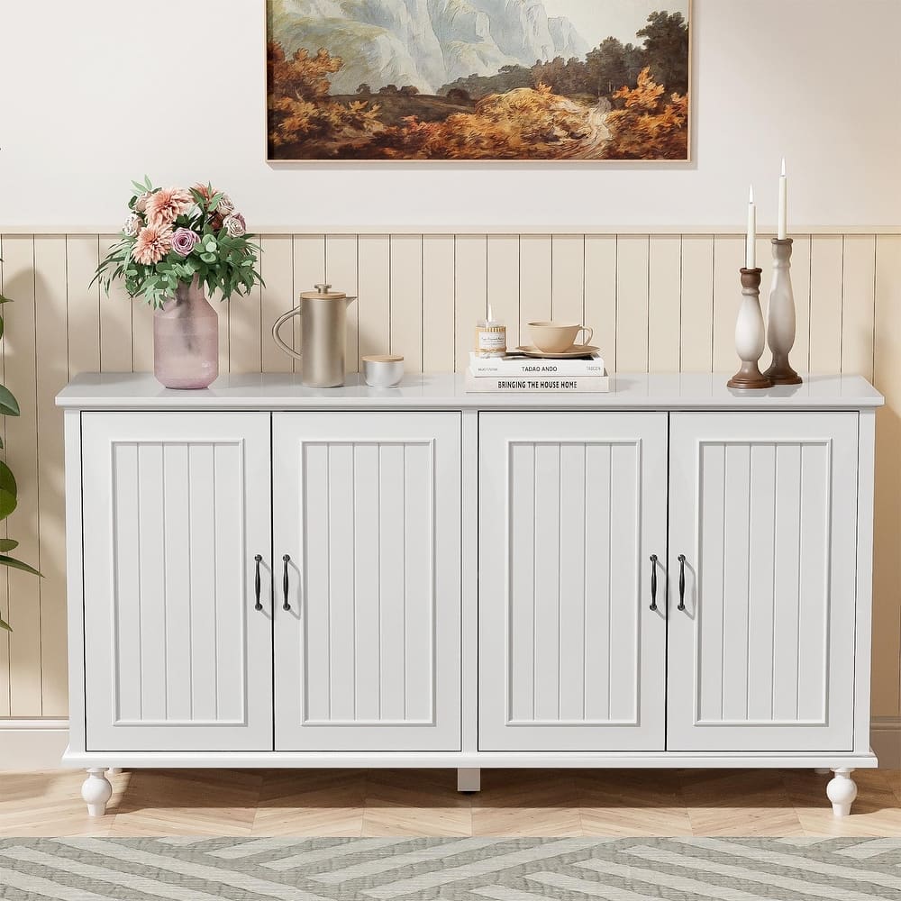 Retro 4-Door Sideboard Buffet Cabinet 62" Vintage Storage