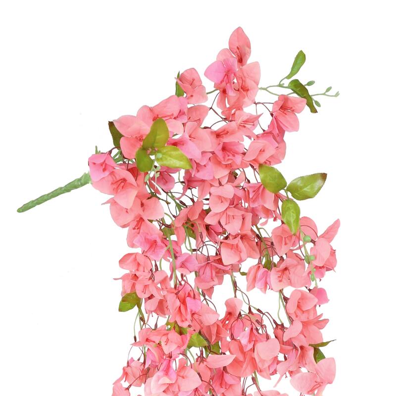 Peach Artificial Bougainvillea Flower Stem Hanging Spray Bush 50in - 50" L x 8" W x 8" DP