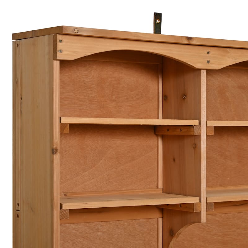 45" Fir Wood Outdoor Potting Bench with Hutch, Cabinets, and Drawers