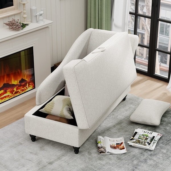 Andeworld Chaise Lounge Indoor Upholstered Sofa Recliner Lounge Chair for Living Room Bedroom Side Chairs Grey