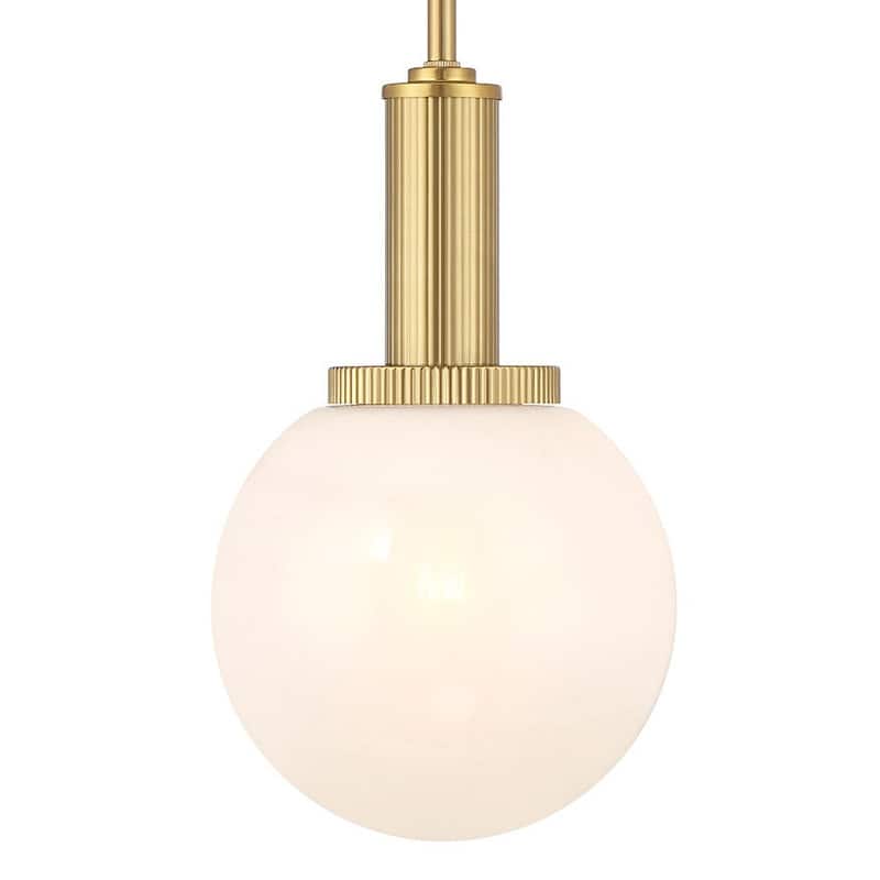 Bellevue SHP87670 8" Wide Mini Pendant with Strié Glass Shade - Natural Brass