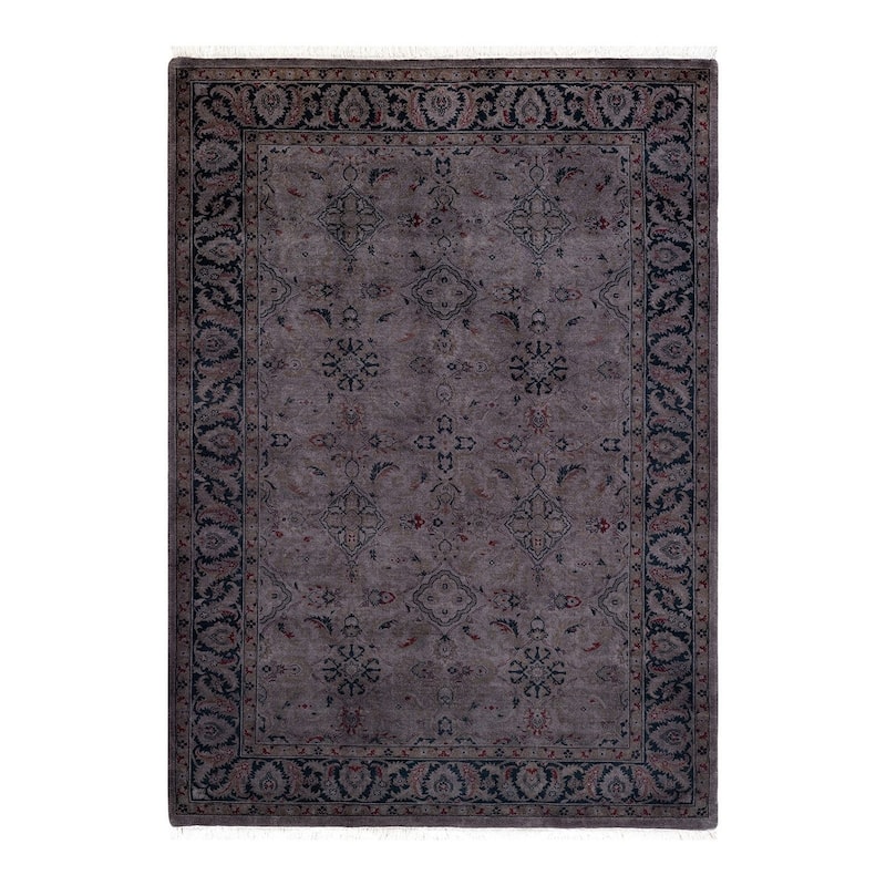 Overton Hand Knotted Wool Vintage Inspired Modern Contemporary Overdyed Gray Area Rug - 4' 4" x 6' 1"
