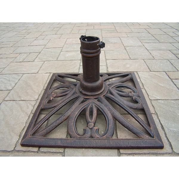 cast iron patio umbrella stands 18undefined Square Antique Bronze Filigree Designed Cast Iron Patio  Umbrella Stand - Bed Bath & Beyond