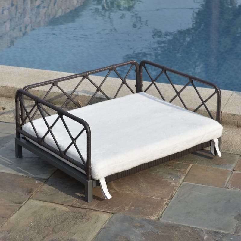 Wicker Pet Bed Rattan Dog Sofa Bed Outdoor Indoor Waterproof