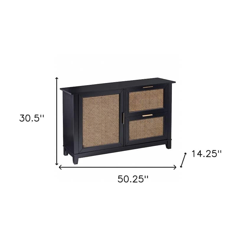 HomeRoots 50" Black Solid Wood Two Drawer Sideboard