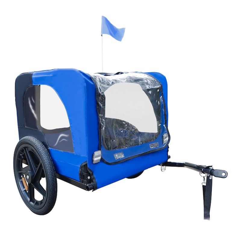 Blue High Quality 16 Inch Air Wheel Pet Bike Trailer For Dogs Foldable Bicycle Pet Trailer