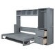 preview thumbnail 7 of 16, Full Size Murphy Wall Bed Frame with Closet and Drawers Space-Saving Design for Kids Boys&Girls