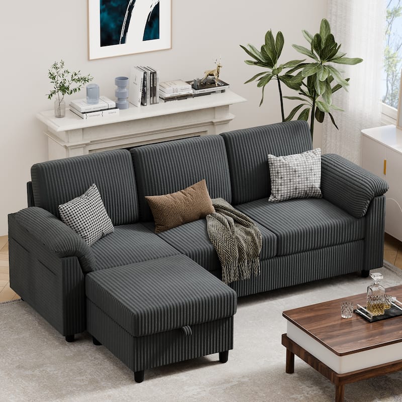 Futzca Corduroy Sofa Couch with Storage