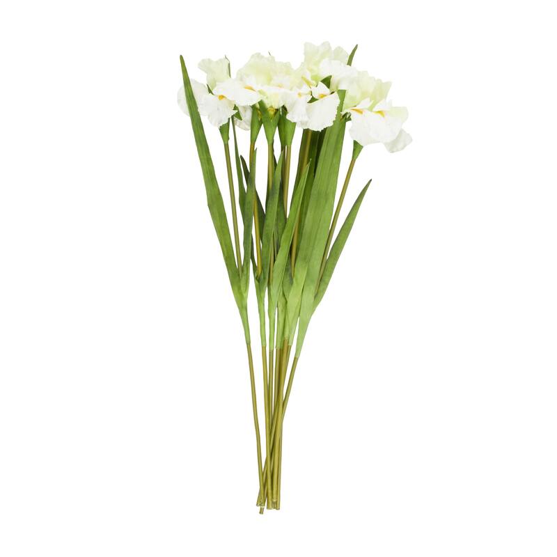 White Polyester Tall Iris Artificial Flower Stem (Set of 8)