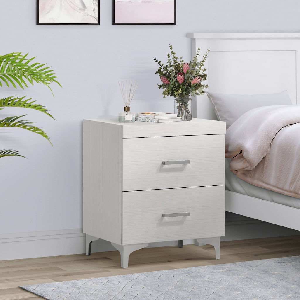 White 2-Drawer Nightstand with Dovetail Craftsmanship