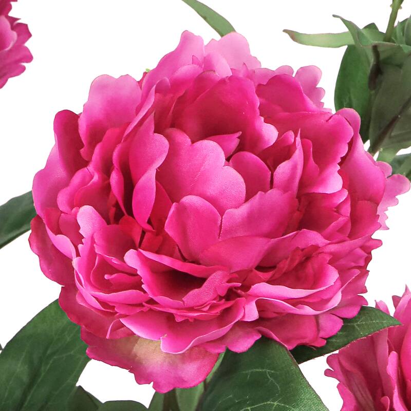 Deluxe Fuchsia Artificial Peony Plant Flower Stem Bush Bouquet 22in - 22" L x 13" W x 13" DP