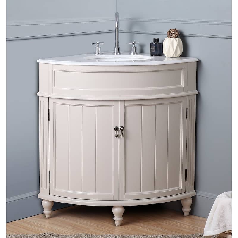 24-inch Benton Collection Triadsville Slim Corner Bathroom Sink Vanity