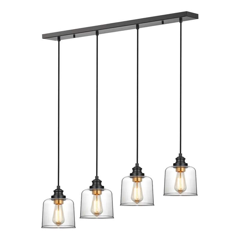 KAWOTI 4-Light Kitchen Island Linear Pendant Light with Glass Shade
