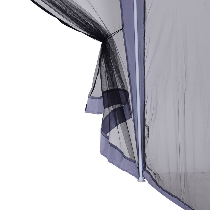 Outsunny 10' x 10' Folding Slant Leg Screened Sun Shelter Canopy Tent with Mesh Sidewalls