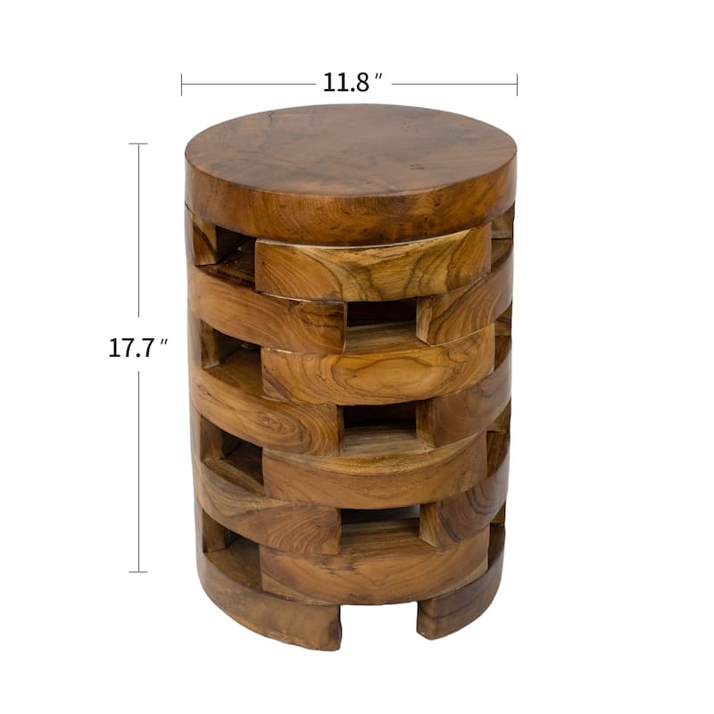 Handcrafted Brown Open Teak Wood Coffee Table Accent Side Table End Table