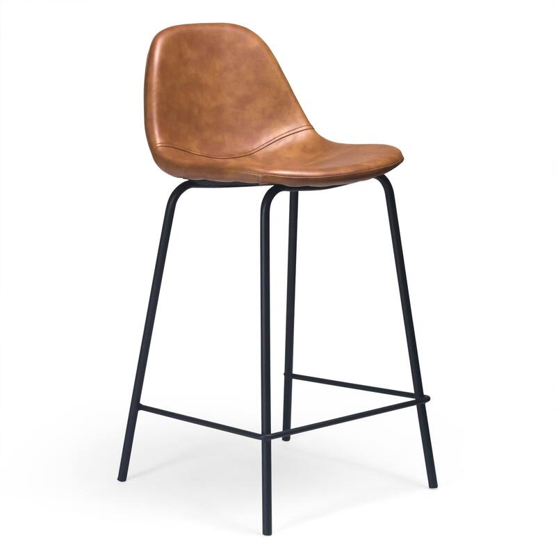 Maxine Vegan Leather Counter Height Stools Black Legs (Set of 2)