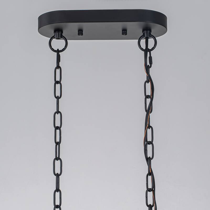 33 in. Rectangular Linear Kitchen Island Chandelier with Glass