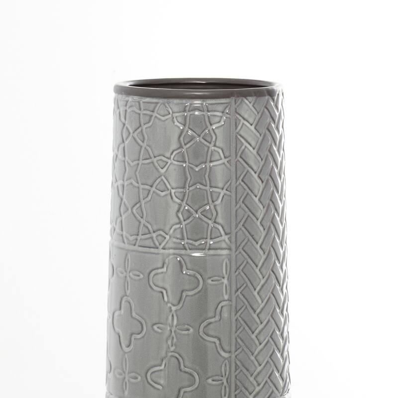 Ceramic Vase with Varying Patterns - Gray - Roche River Decor