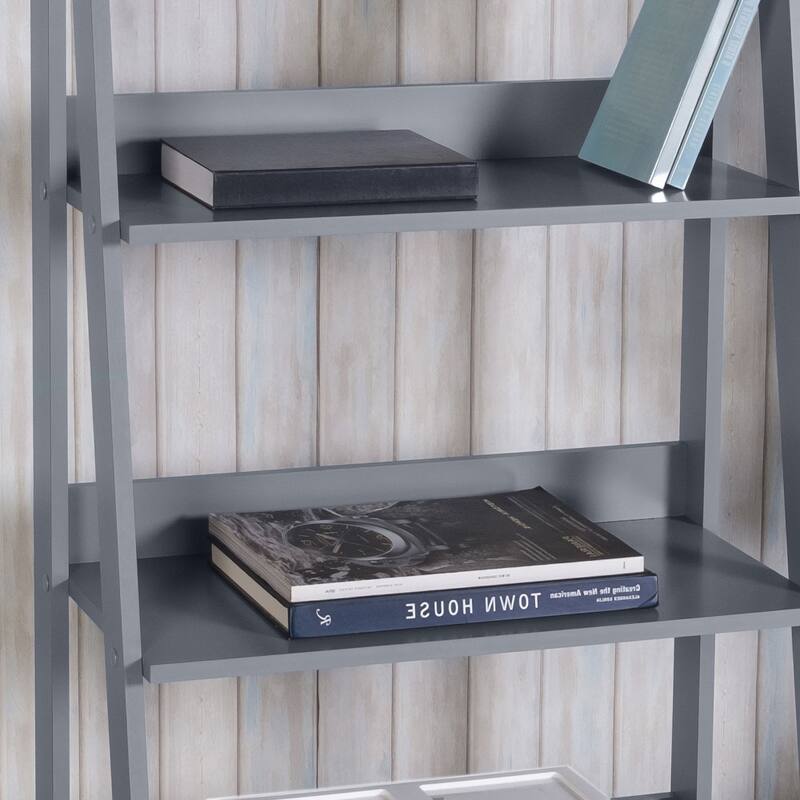 Madesa Modern 5-Tier Ladder Shelf Pantry Storage Space 24 Inch Free Standing Bookshelf Home Office Study Room and Kitchen