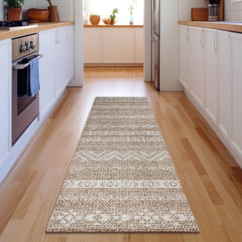 Premium Washable Super Soft Global Stripes Mayfield Rug - Brown - 2' 3" x 7' 6" - Runner