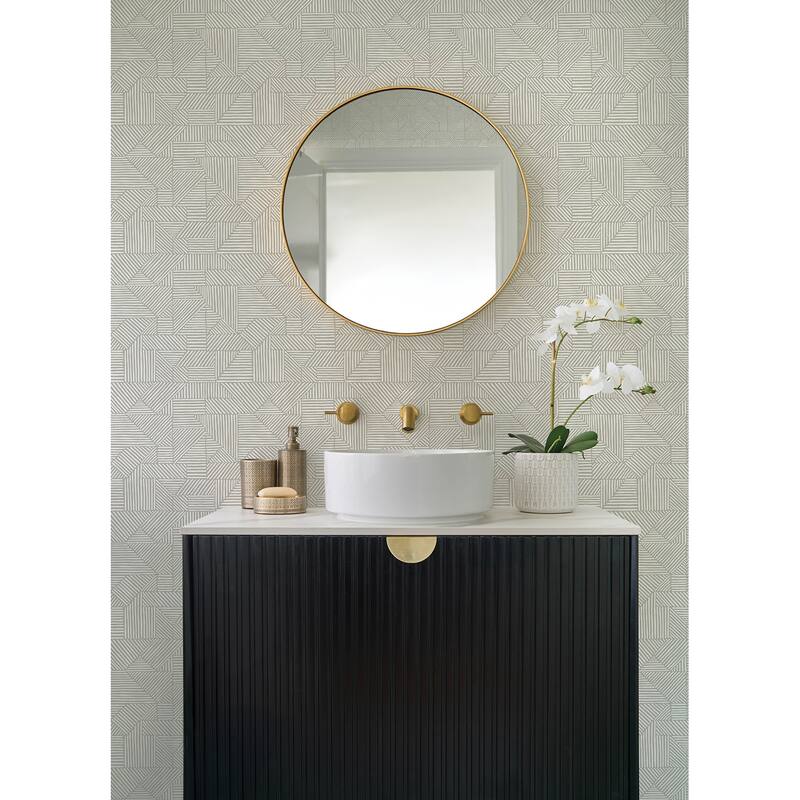 A-Street Prints Crescendo Light Grey Block Geometric Wallpaper