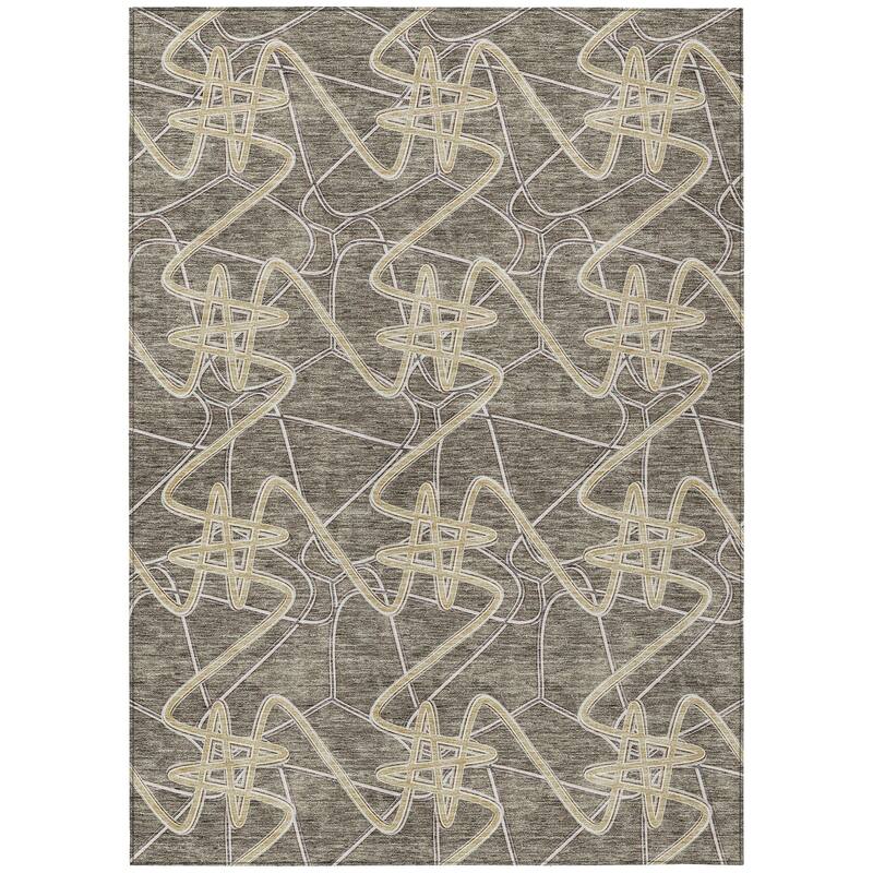 Machine Washable Indoor/ Outdoor Contemporary Links Chantille Rug