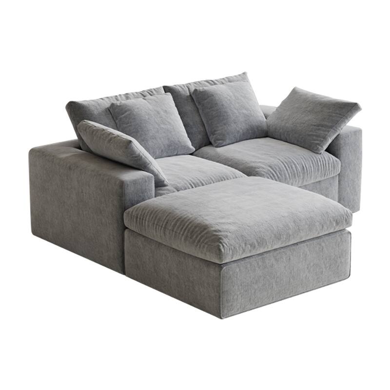 Deep Seat Loveseat Sofa & Ottoman Set, Modular L-shaped Sectional Sofa