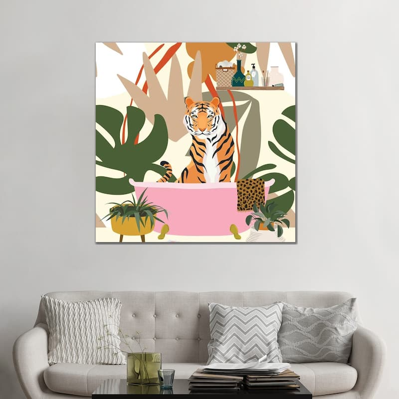 iCanvas "Tiger In Bathtub" by Jania Sharipzhanova Canvas Print