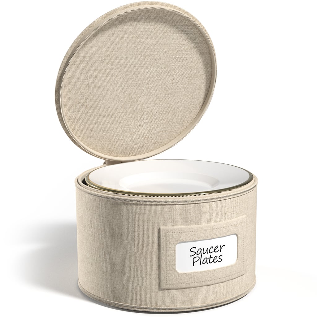Sorbus China Storage Dinnerware Organizer for Saucer Plate with Lid (Holds Service for 12) with Felt Protectors (1 Piece)